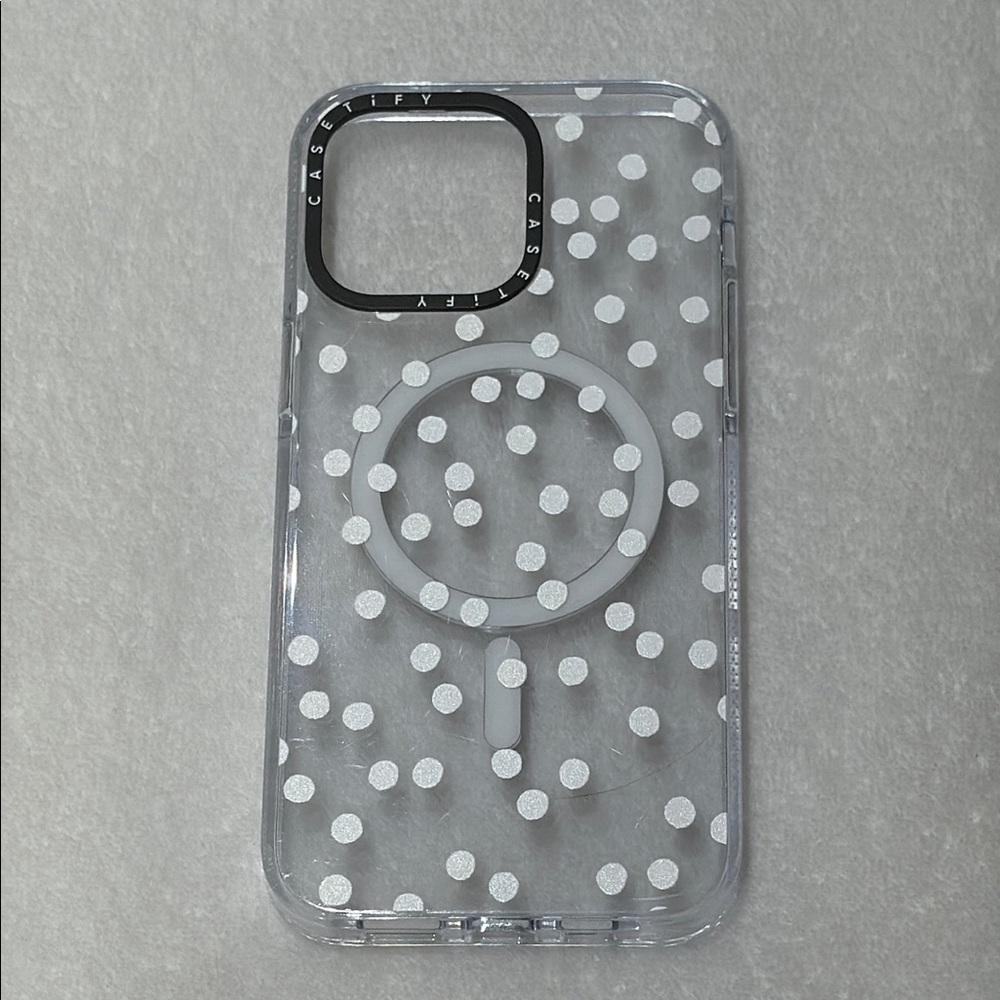 iPhone 14 Pro Max 6.7” Casetify White Polka Dot Clear iPhone Case MagSafe